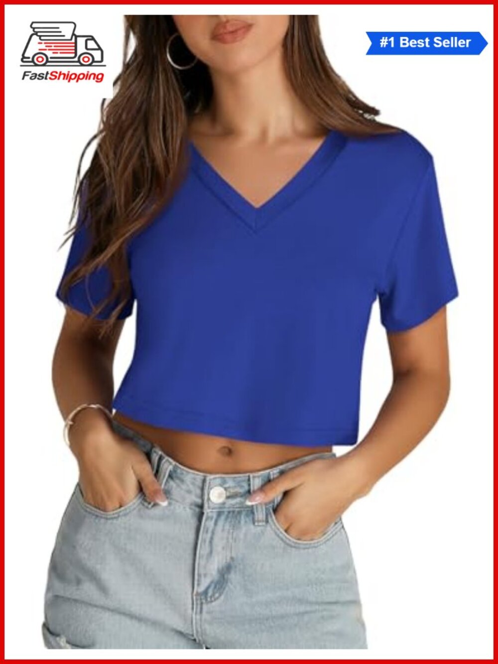 ✨ CHICGAL Womens Crop Top Short Sleeve V Neck Summer Cropped T Shirt Basic Tee